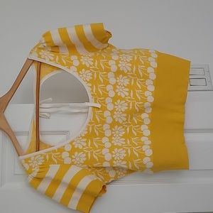 Maeve Yellow Womens Top Size Large